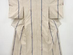 アンティーク　竹笹模様織り出し手織り紬着物